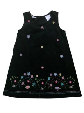 BLUEBERI BOULEVARD Girls Dress Black with Embroidered Flowers Size 5